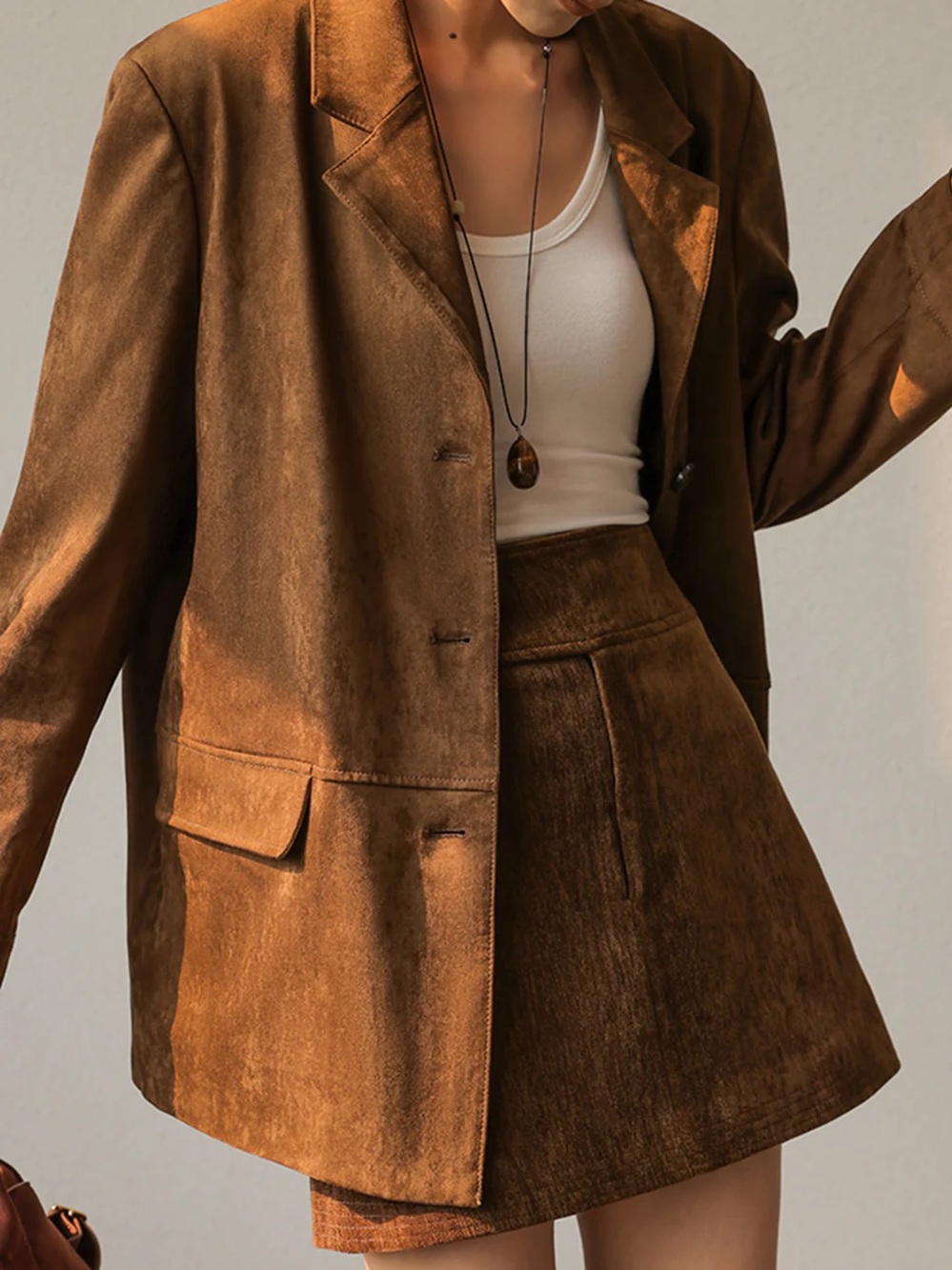 Commense Vintage Suede Effect Blazer